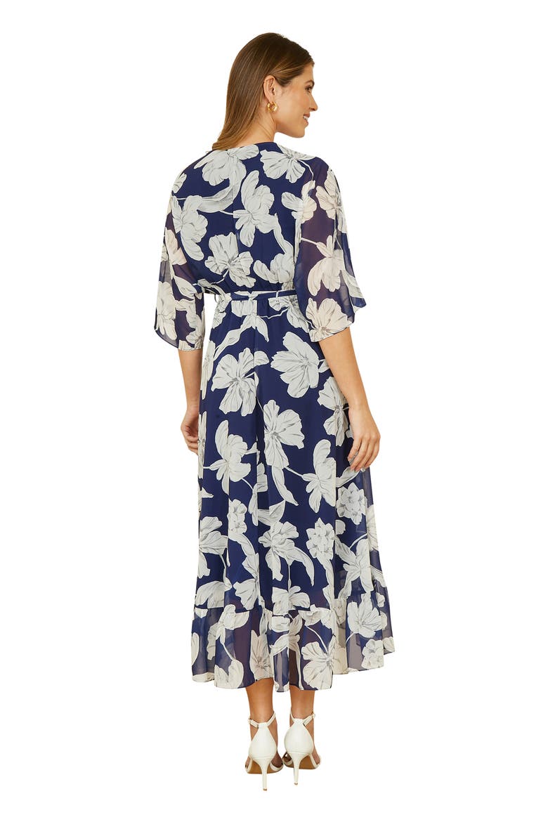 Midi Dip Hem Wrap Dress, Alternate, color, Navy