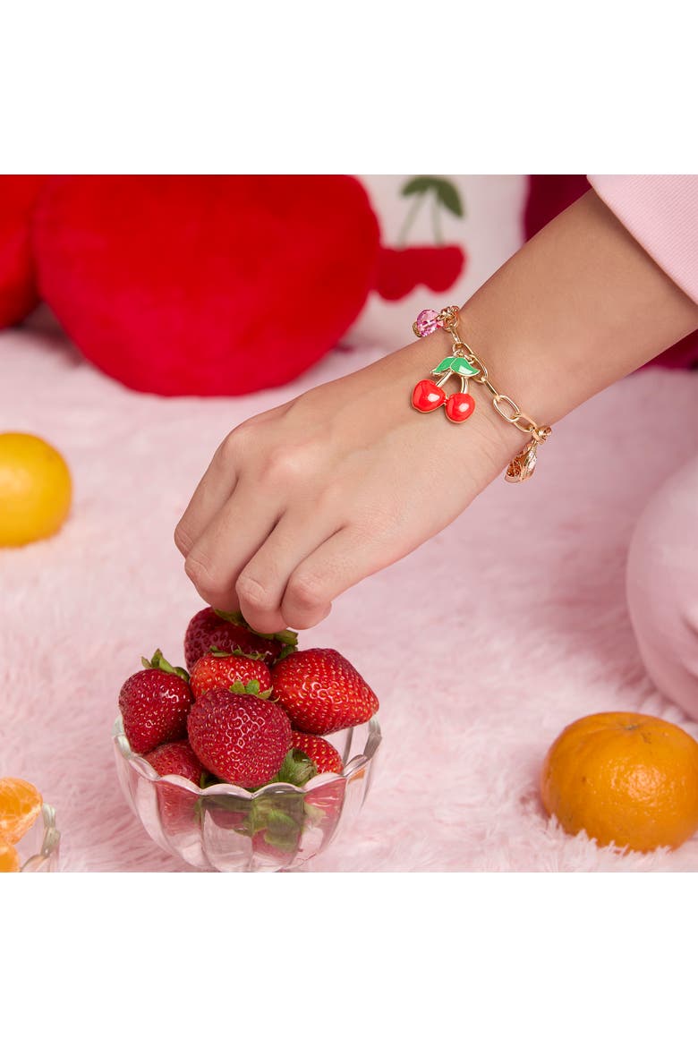 Cherry & Fruit Charm Bracelet, Alternate, color, Gold Tone