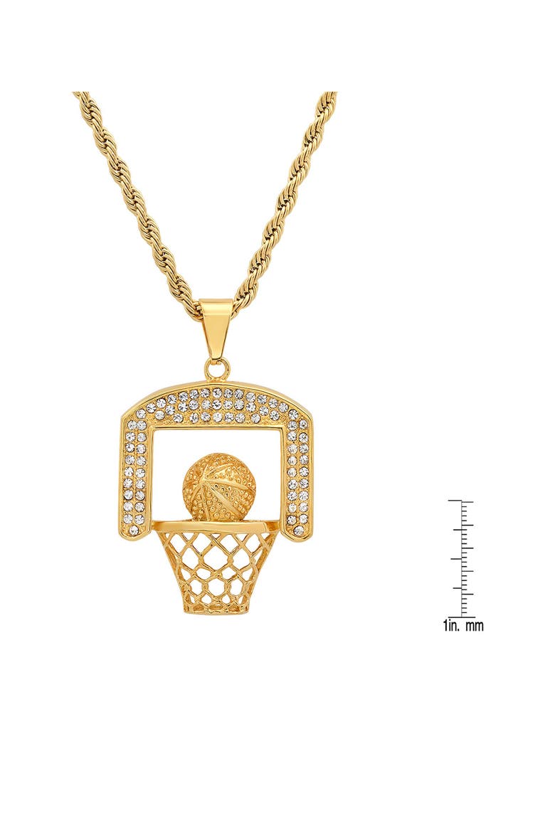Men's 18k Gold Plated Basketball Hoop Pendant Necklace, Alternate, color, GOLD