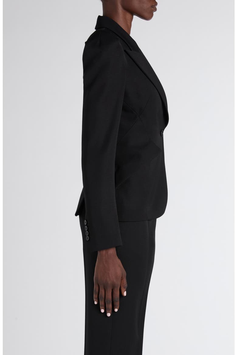 Puff Shoulder Wool Grain de Poudre Blazer, Alternate, color, BLACK