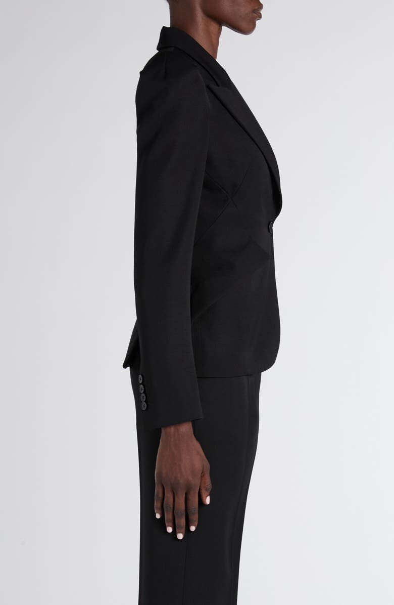 McQueen Puff Shoulder Wool Grain de Poudre Blazer, Alternate, color, Black