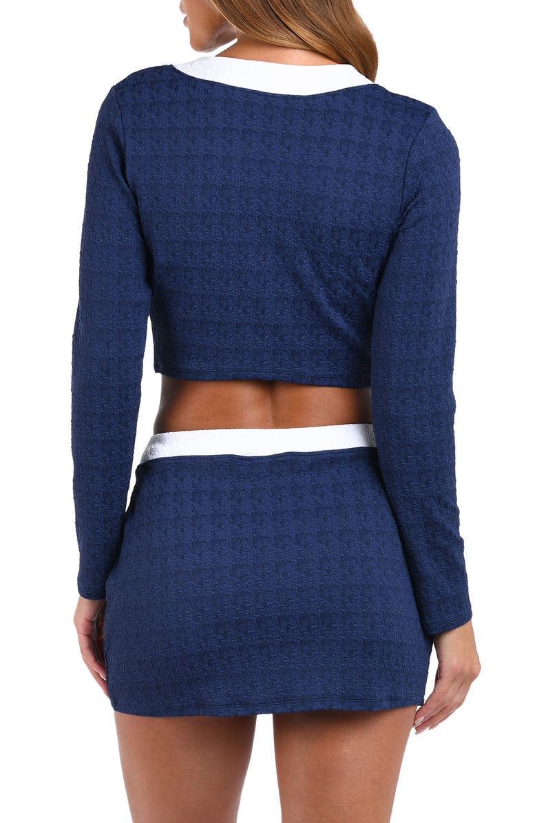 L'AGENCE Adaline Colorblock Crop Rashguard, Alternate, color, Marine