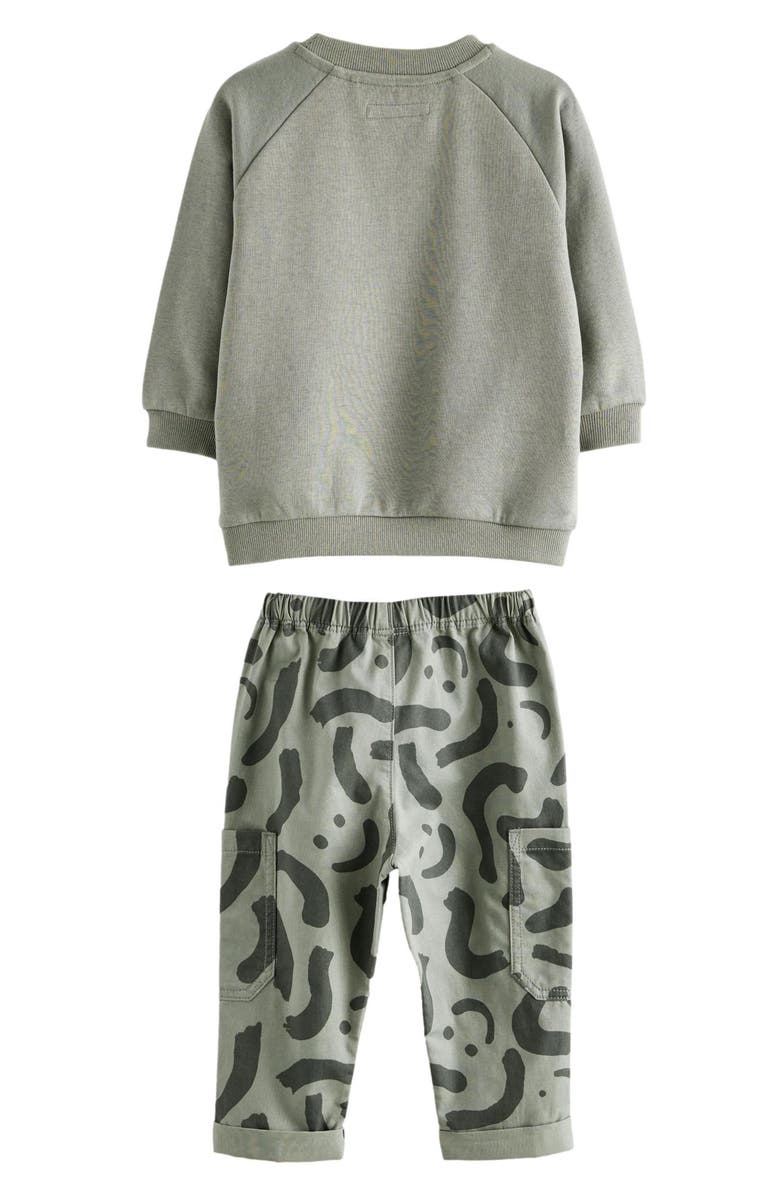 NEXT Kids' Crewneck Sweatshirt & Printed Cargo Pants Set, Alternate, color, 