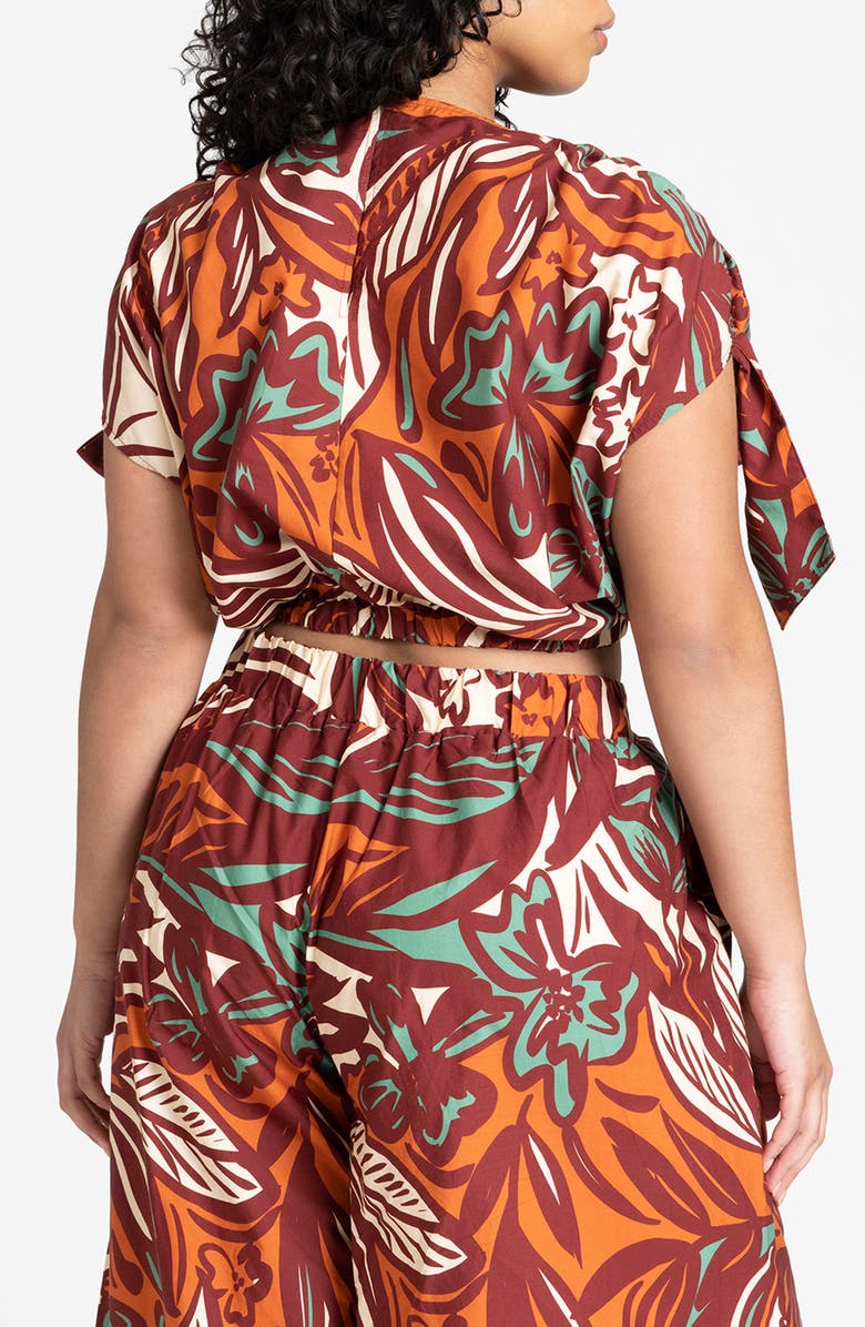 ELOQUII Tie Cuff Crop Top, Alternate, color, 