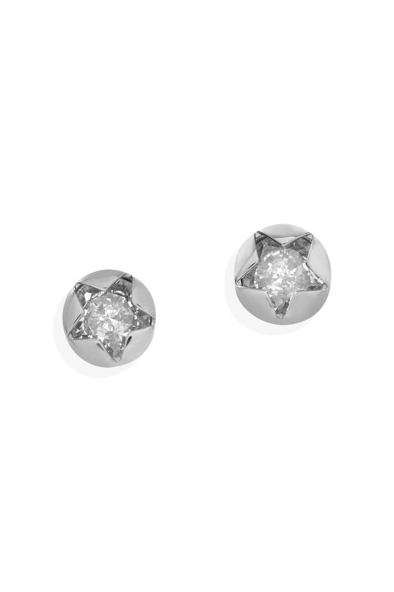Crystal Star Mini Stud Earrings, Main, color, Silver
