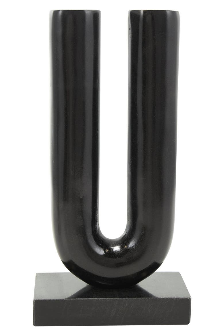 Set of 2 Aluminum Metal Candleholders, Alternate, color, BLACK