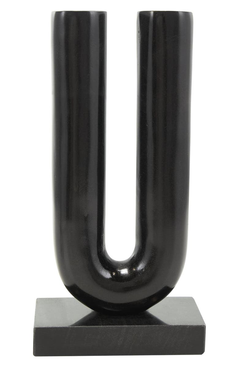 VIVIAN LUNE HOME Set of 2 Aluminum Metal Candleholders, Alternate, color, Black