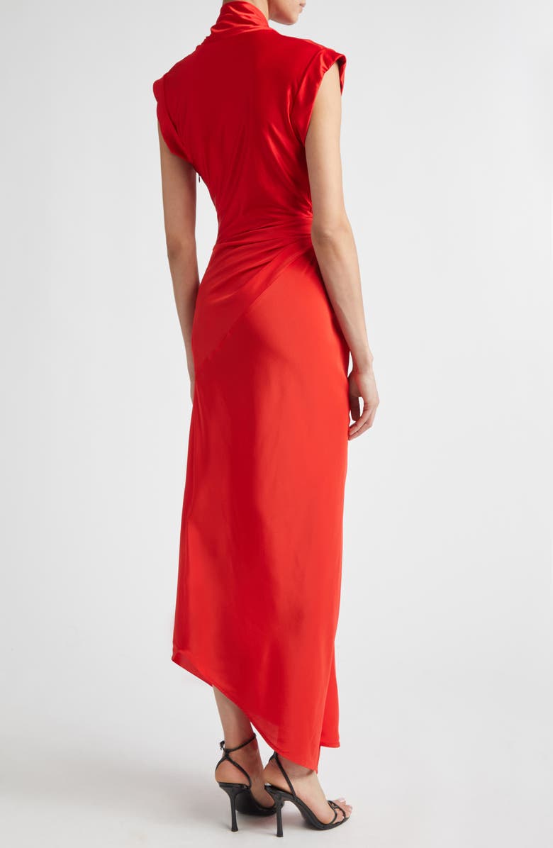 Victoria Beckham Asymmetric Twist Detail Silk Dress, Alternate, color, Cardinal Red