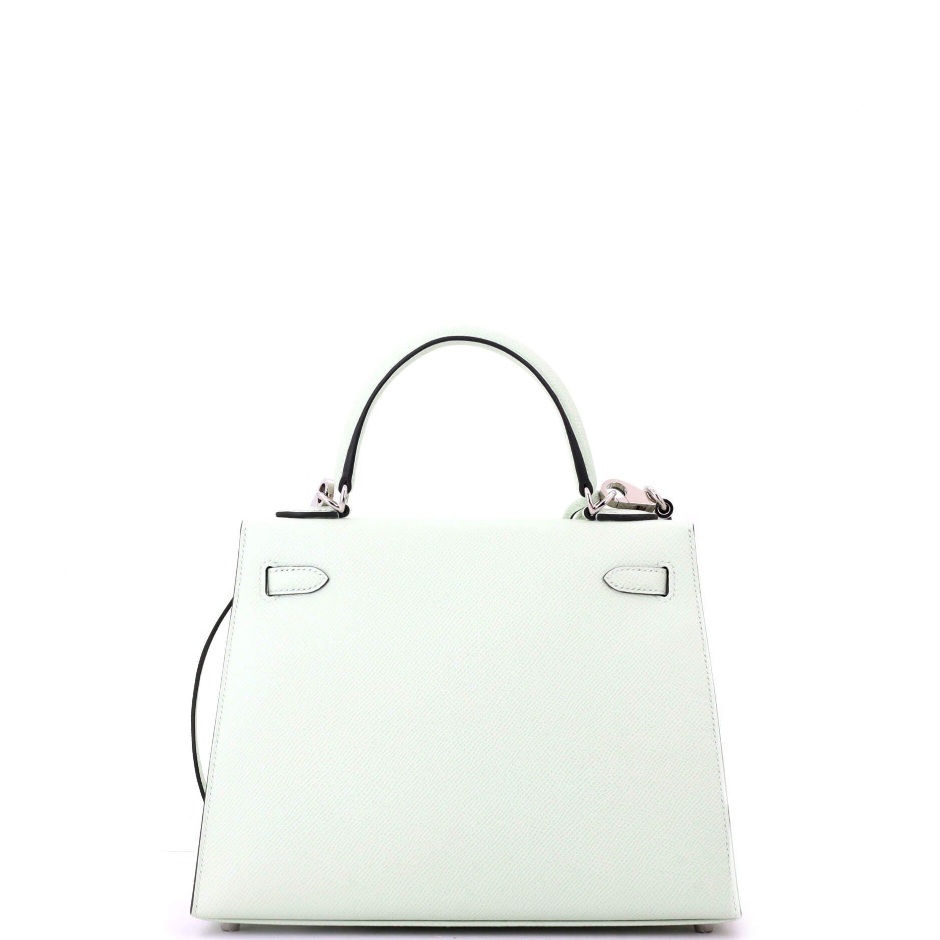Pre-Owned Hermes Kelly Handbag Green Epsom with Palladium Hardware 25, Alternate, color, 