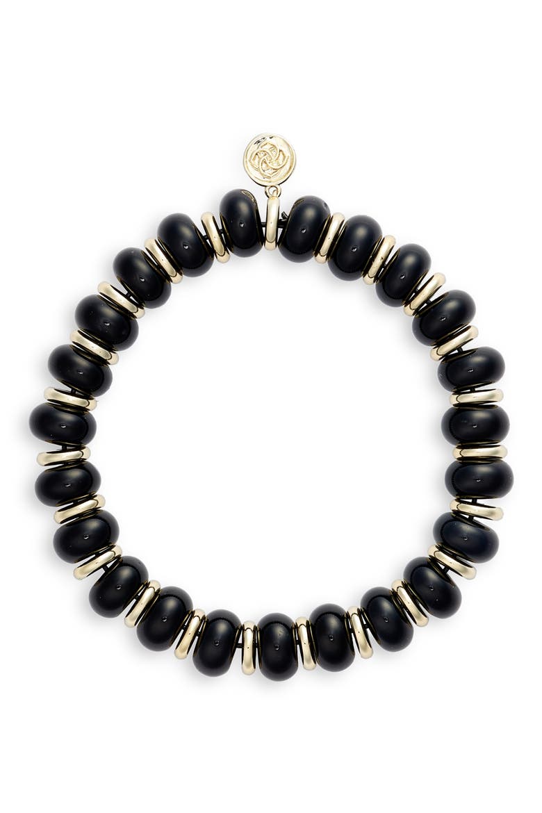 Rebecca Beaded Stretch Bracelet, Main, color, GOLD BLACK AGATE