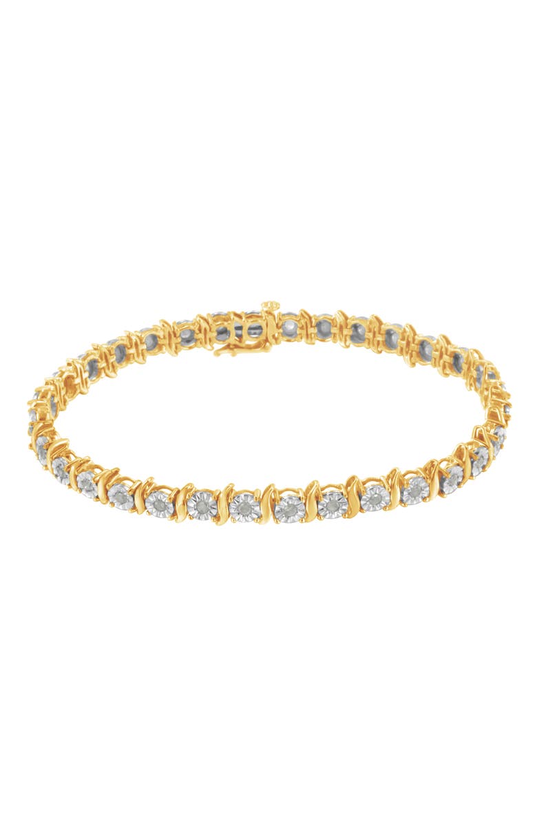 Haus of Brilliance Silver 1.0 Ctw Diamond S-Curve Link Miracle-Set Tennis Bracelet, Alternate, color, Yellow Gold Over Silver