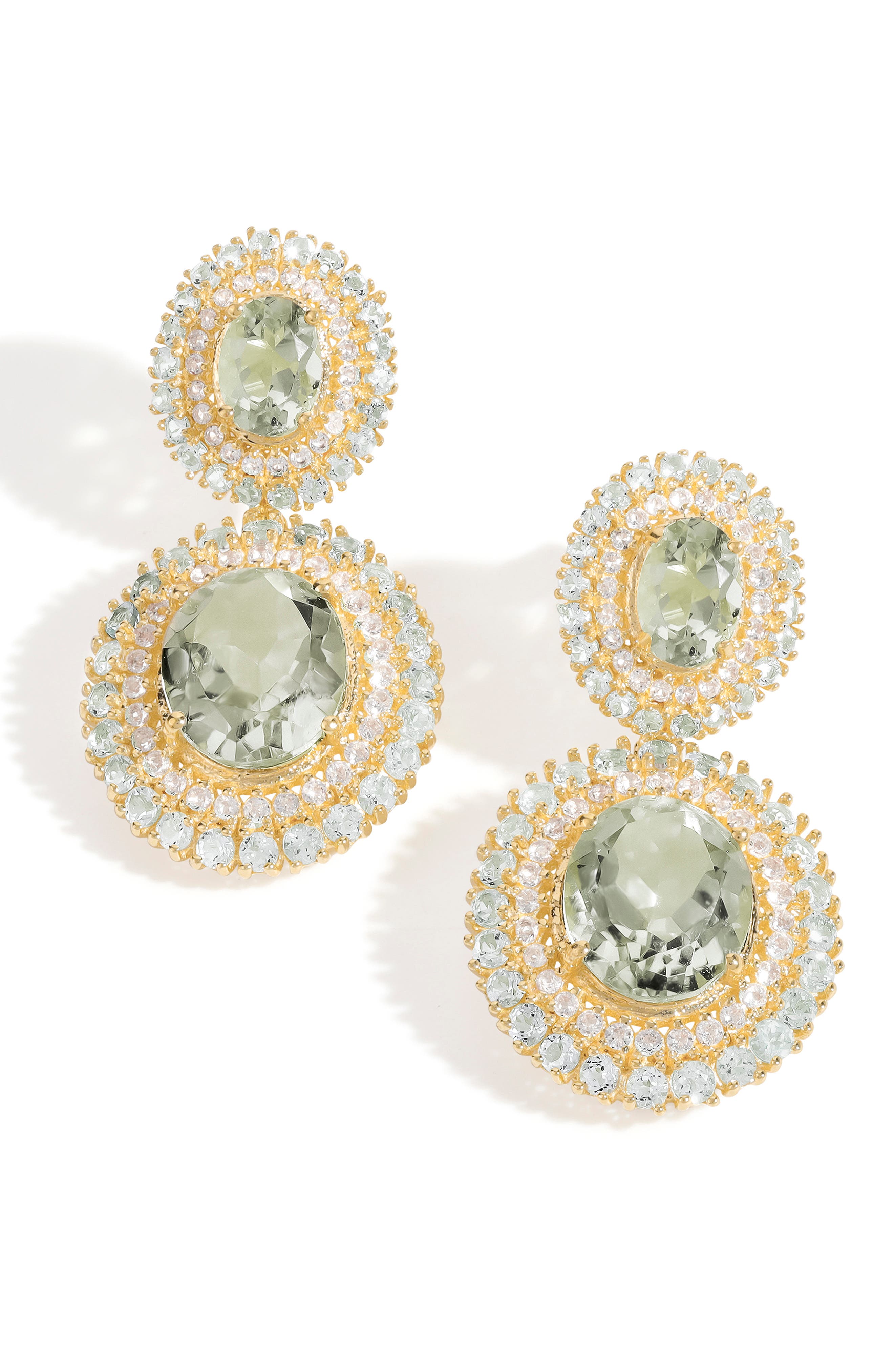 Ys Gems Semiprecious Stone Drop Earrings In Green