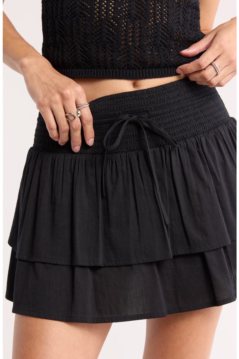 Tiered Mini Skirt, Alternate, color, BLACK