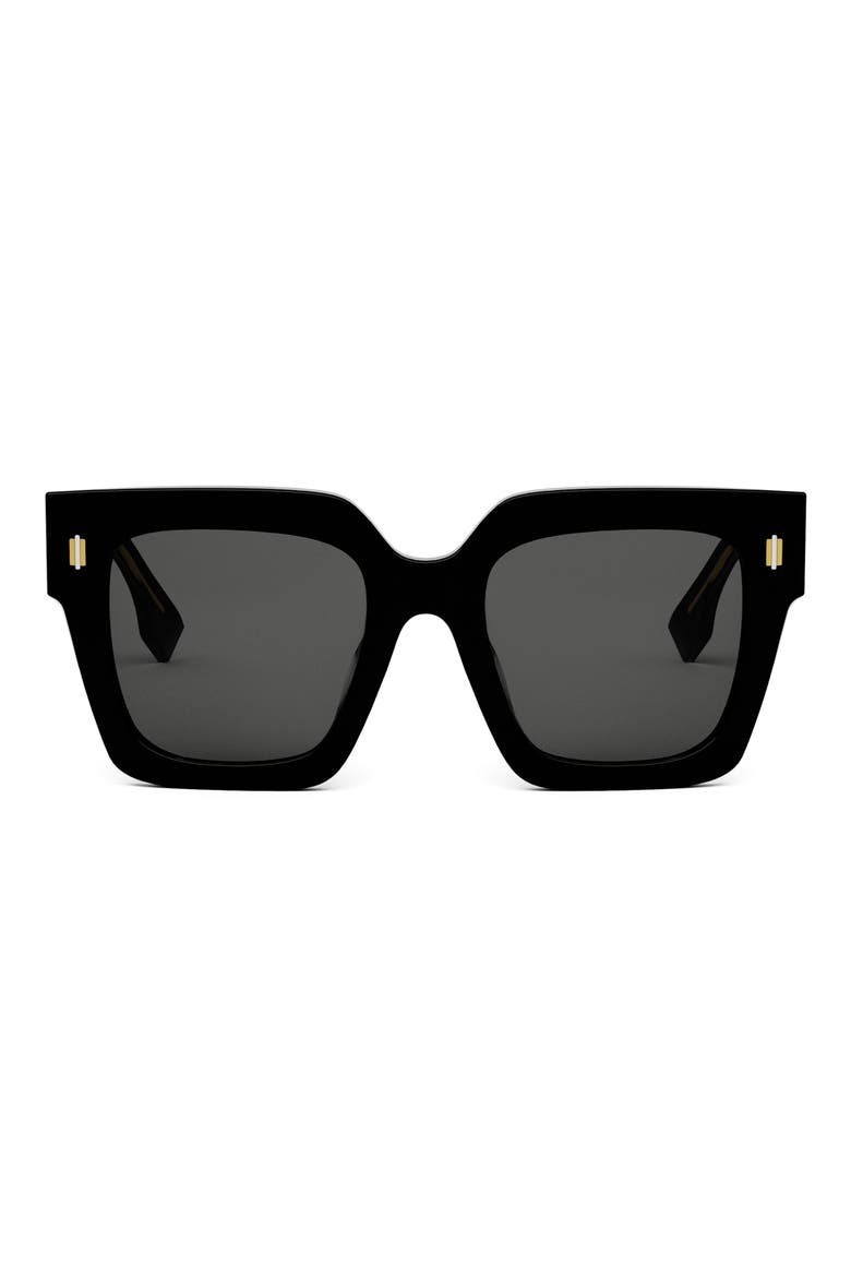 'Fendi Roma 50mm Square Sunglasses, Main, color, BLACK