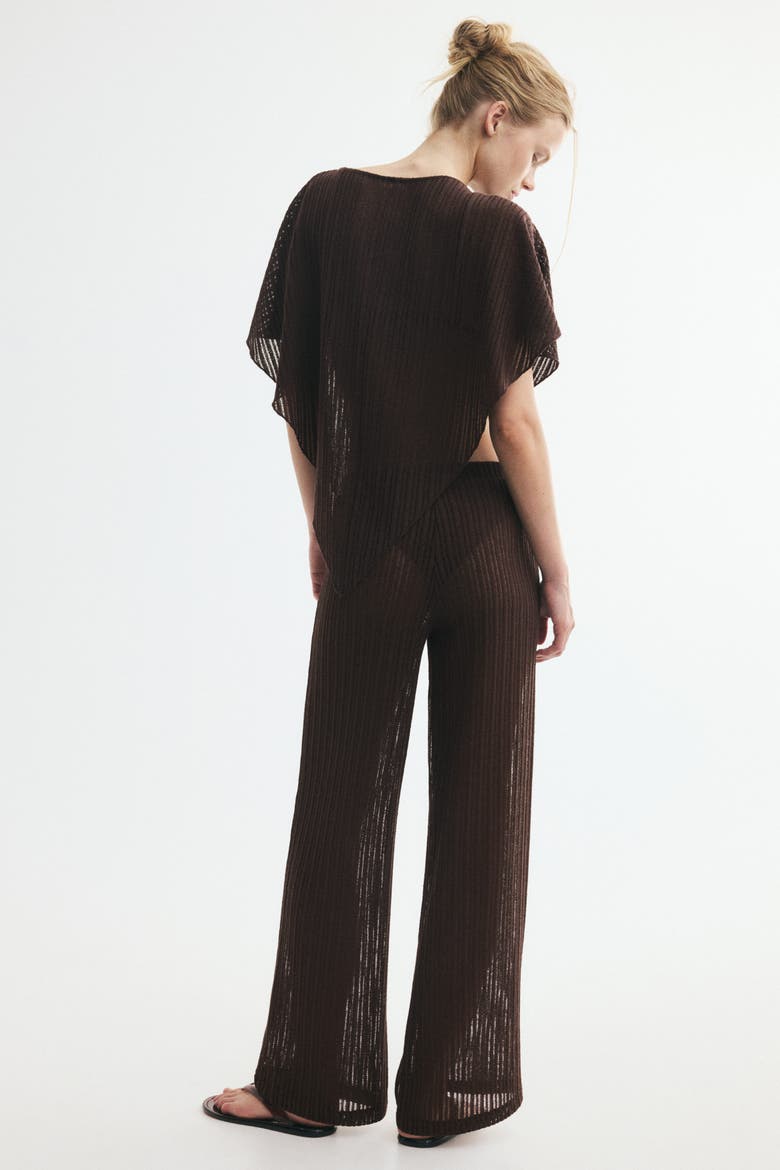 Rib-knit Pants, Alternate, color, Dark brown