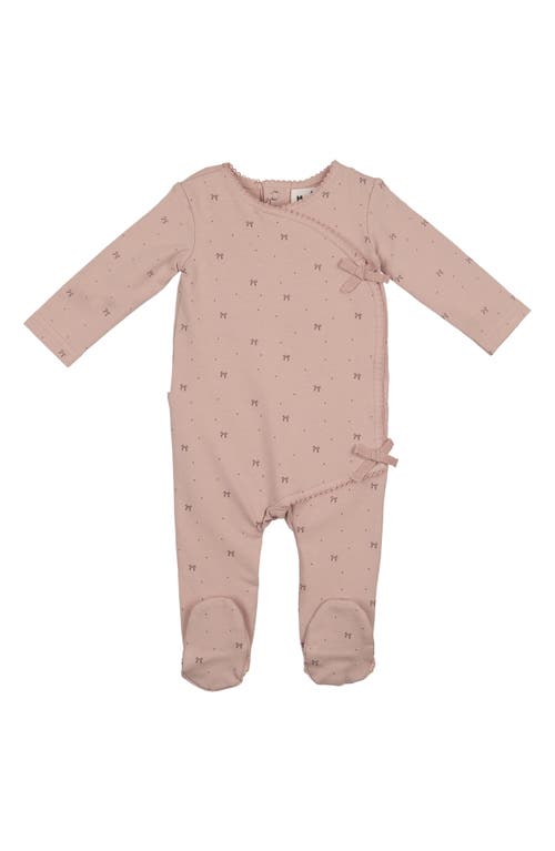 Maniere Manière Bow Wrap Cotton Blend Footie In Pink