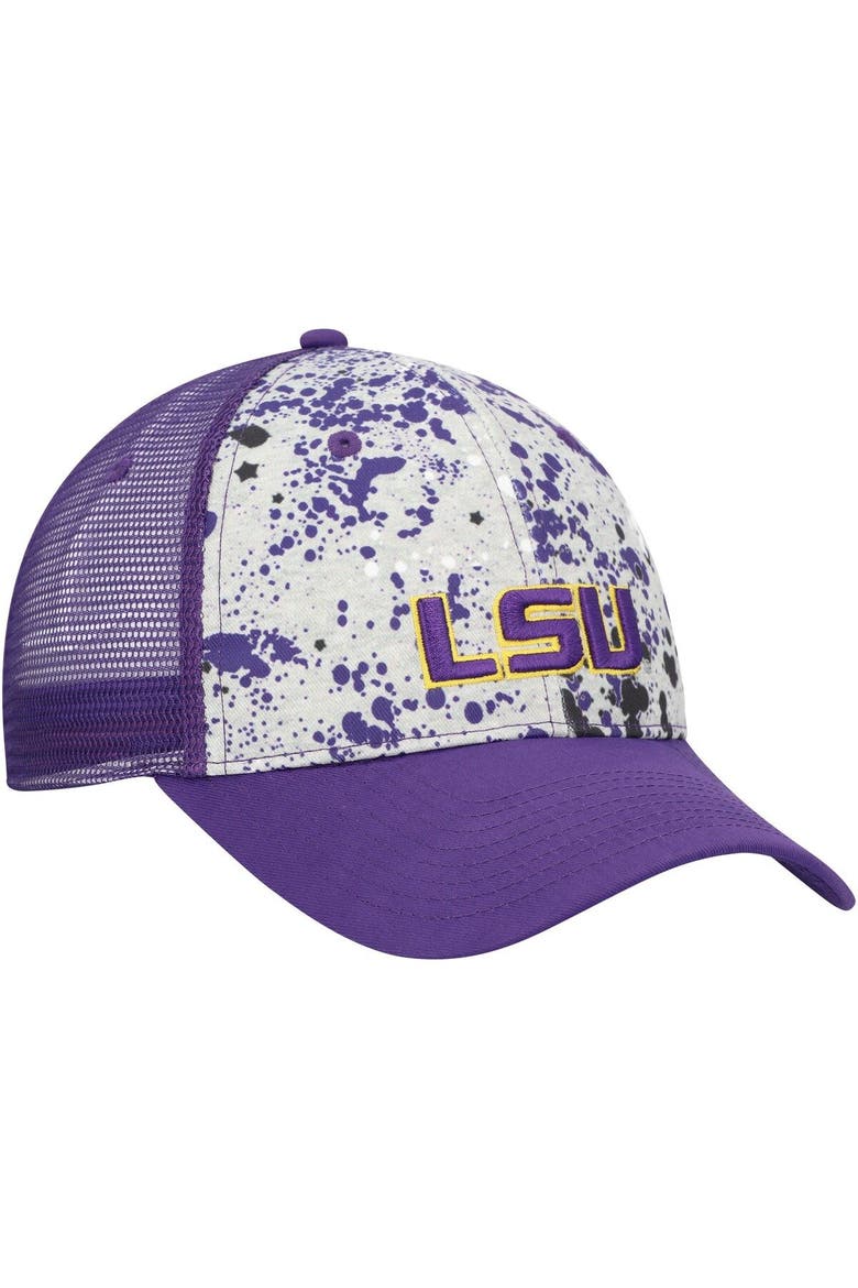 Men's Colosseum Gray/Purple LSU Tigers Love Fern Trucker Snapback Hat, Alternate, color, Gray