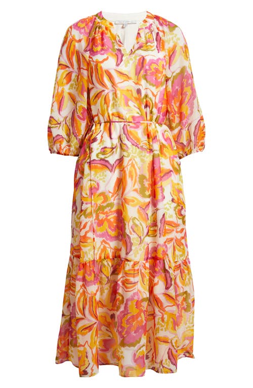 Julia Jordan Chiffon Midi Dress In Orange Multi