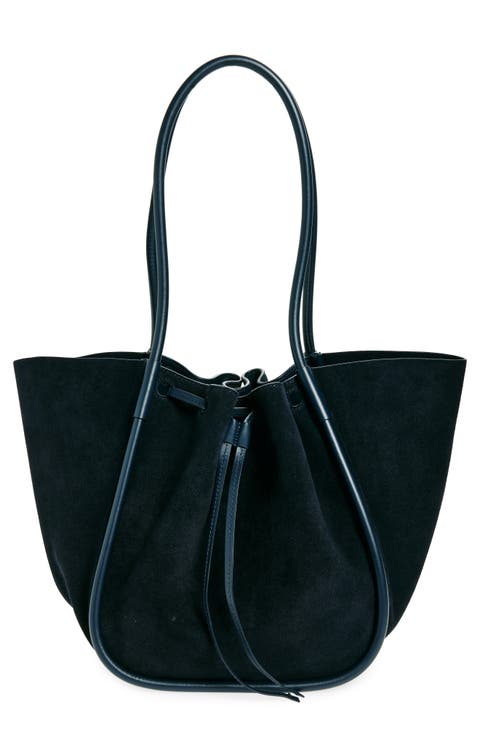 Large Ruched Suede Tote