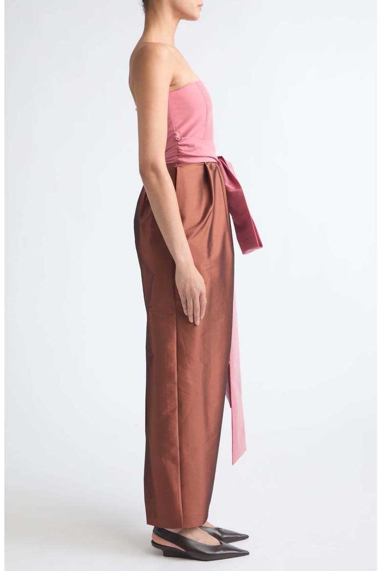 Lina Strapless Gown, Alternate, color, POWDER ROSE / CHESTNUT BROWN