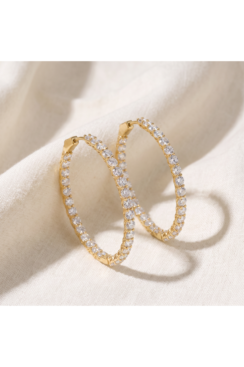 6.50Ct Diamond Hoops 14k Gold Women's Lab Grown Earrings 40mm Tall, Alternate, color, 14k White Gold