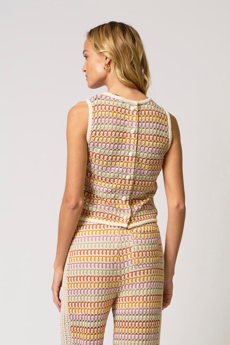 Celine Rainbow Crochet Sleeveless Knit Top, Alternate, color, RAINBOW