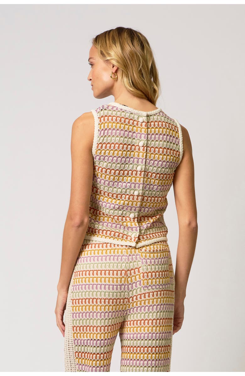 Central Park West Celine Rainbow Crochet Sleeveless Knit Top, Alternate, color, Rainbow