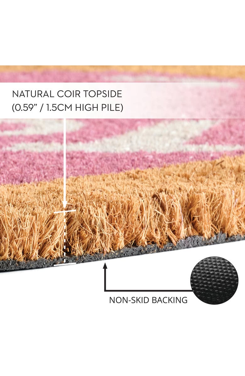 mDesign Heart-Shaped Sunglass Shaped Coir Doormat, Natural/Pink, Alternate, color, Natural