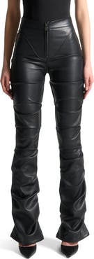 Manière De Voir Caroline Tacked Leather Flared Trousers