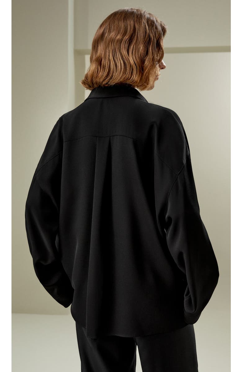 Lilysilk Relaxed Fit Drape Oversized Silk Shirt, Alternate, color, Black
