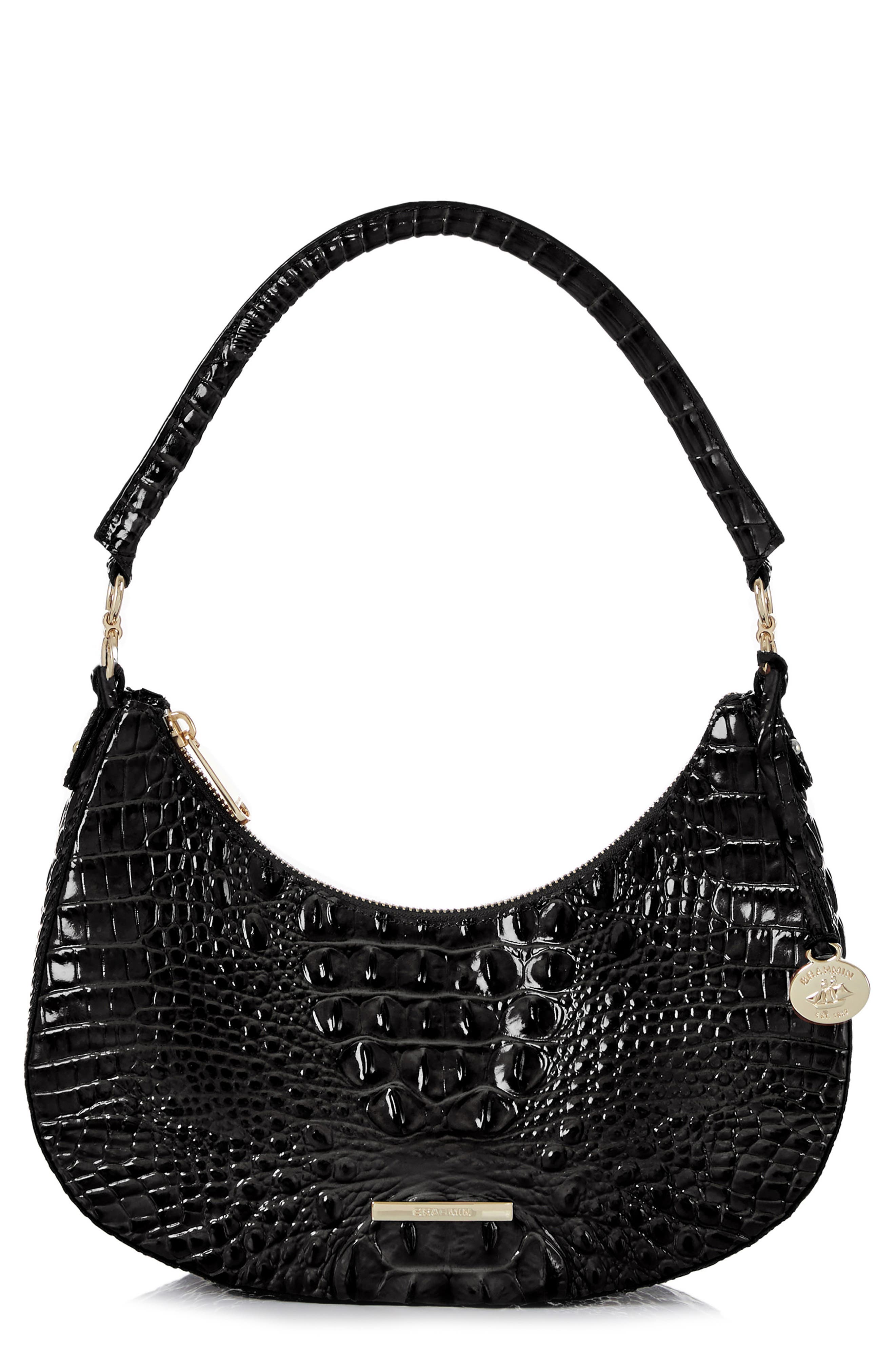 Brahmin Small Bekka Croc Embossed Leather Shoulder Bag, Main, color, 