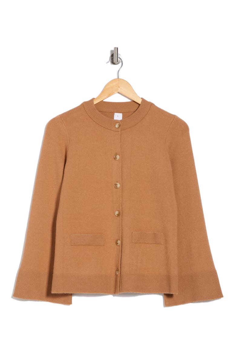 Alexandra Bell Sleeve Cardigan, Alternate, color, CAMEL