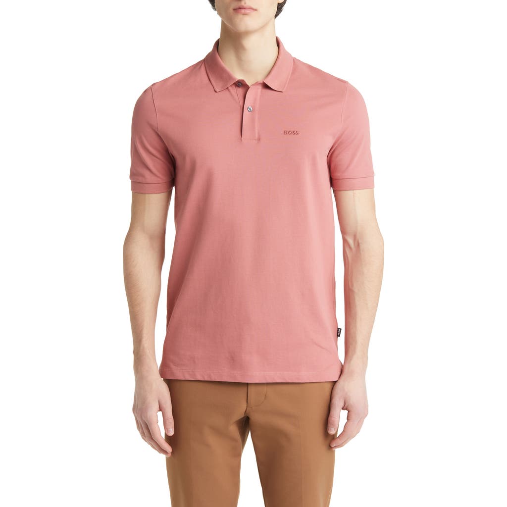 Hugo Boss Boss Pallas Cotton Polo In Pink