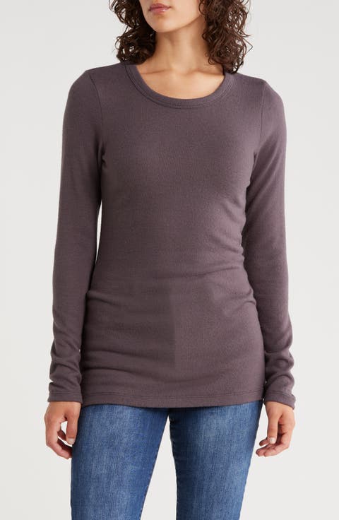 Brushed Knit Long Sleeve Top