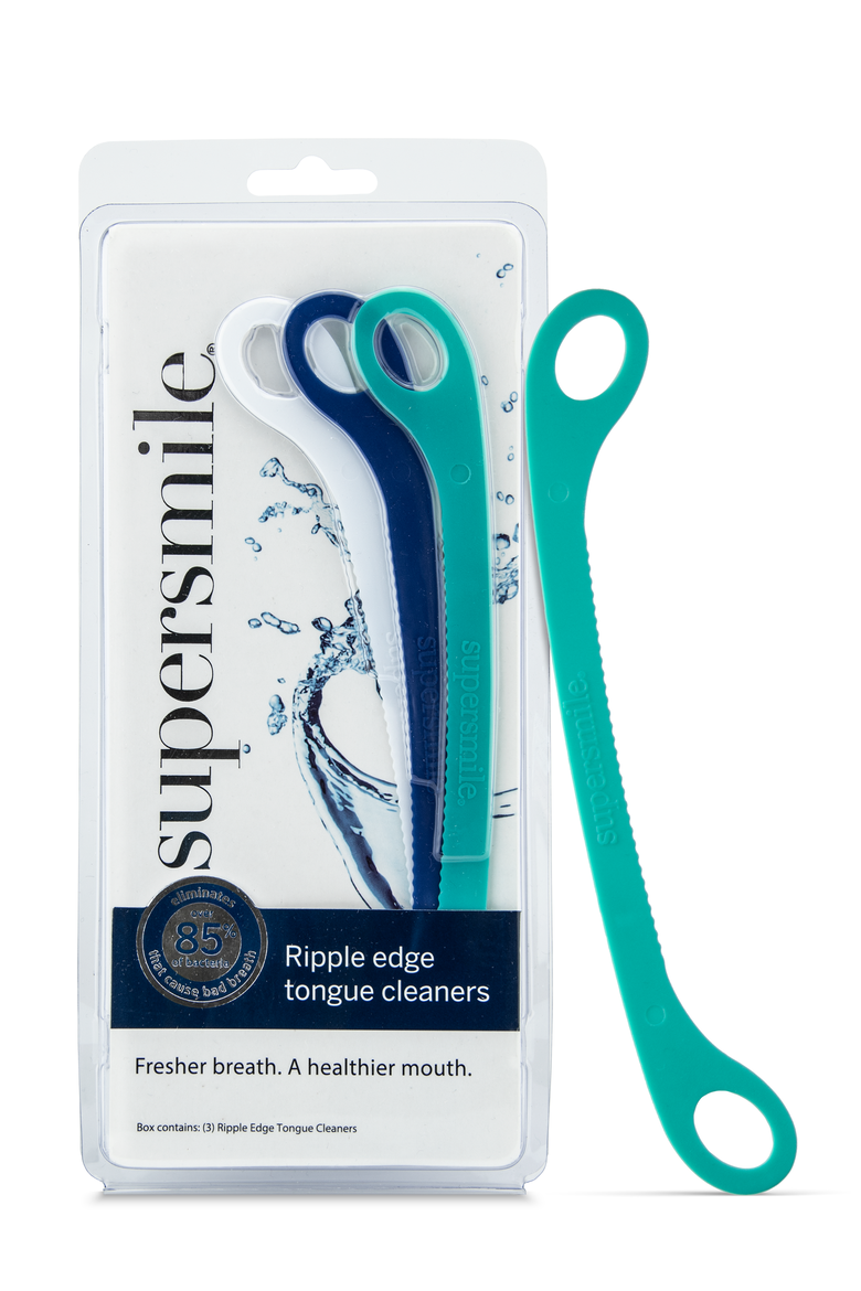 Ripple Edge Tongue Cleaner Trio, Main, color, White