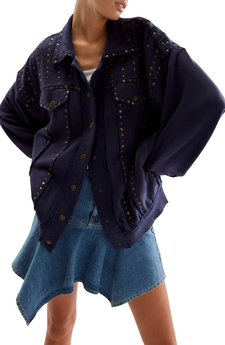 Free People Keepin On Stud Trucker Jacket, Main, color,