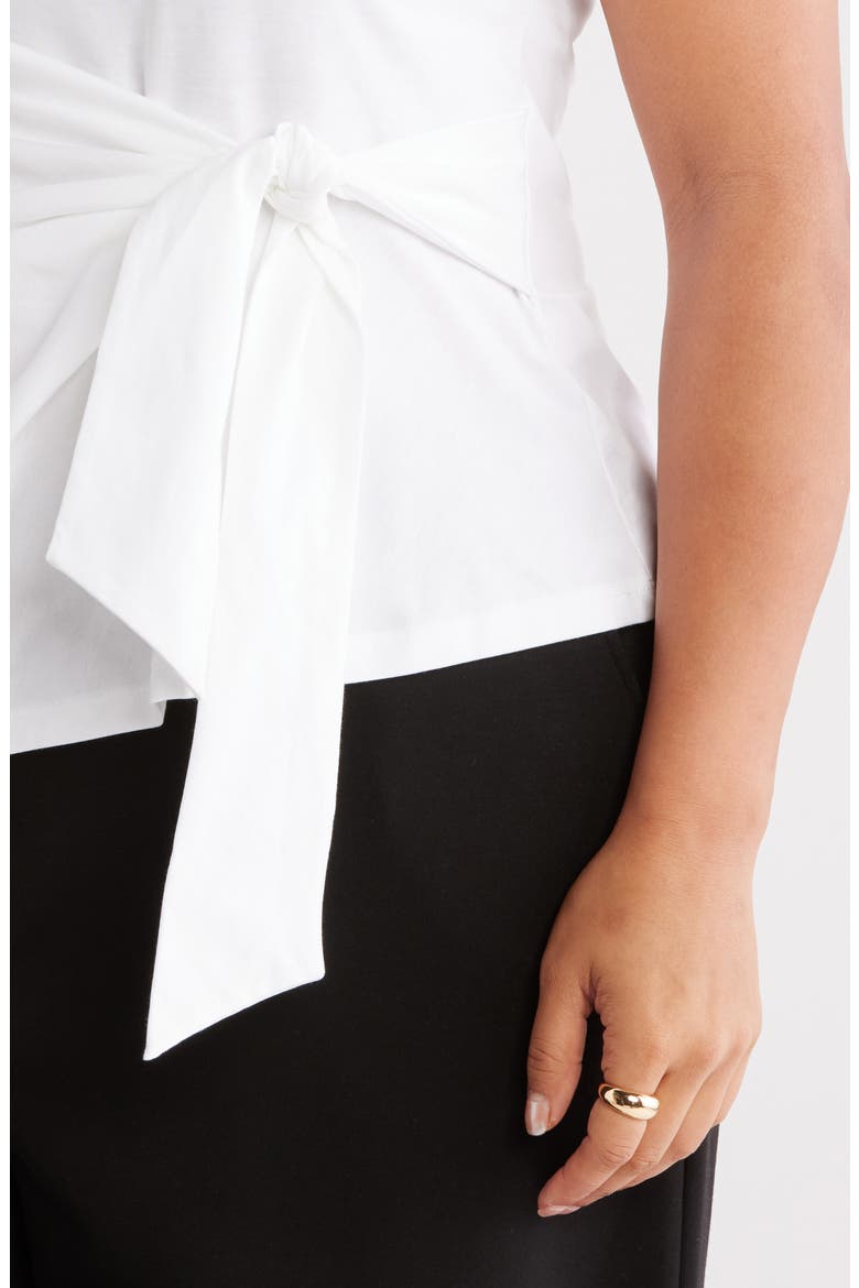 Tie Front Pima Cotton T-Shirt, Alternate, color, WHITE
