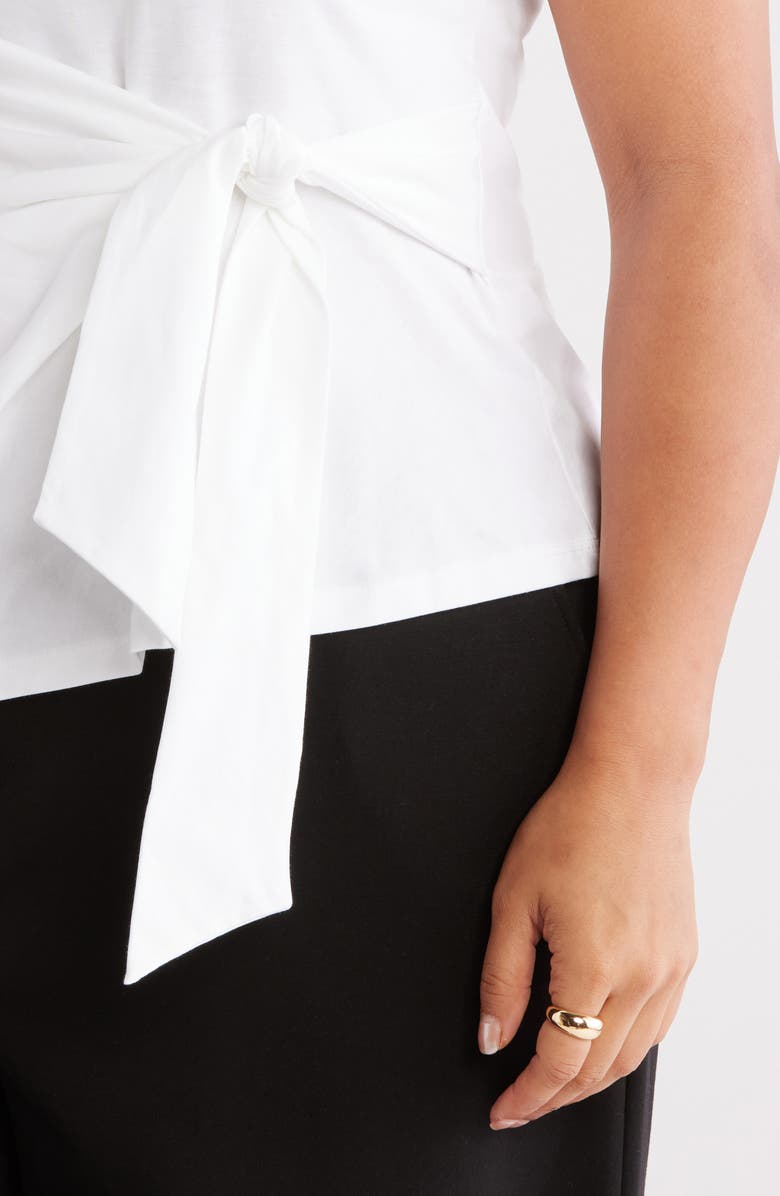 Nordstrom Tie Front Pima Cotton T-Shirt, Alternate, color, White