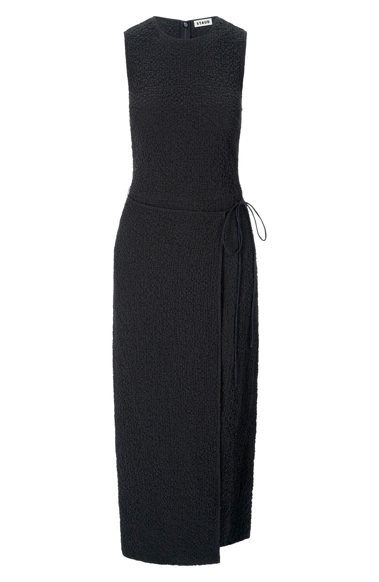 STAUD Nema Smock Midi Dress, Alternate, color, Black