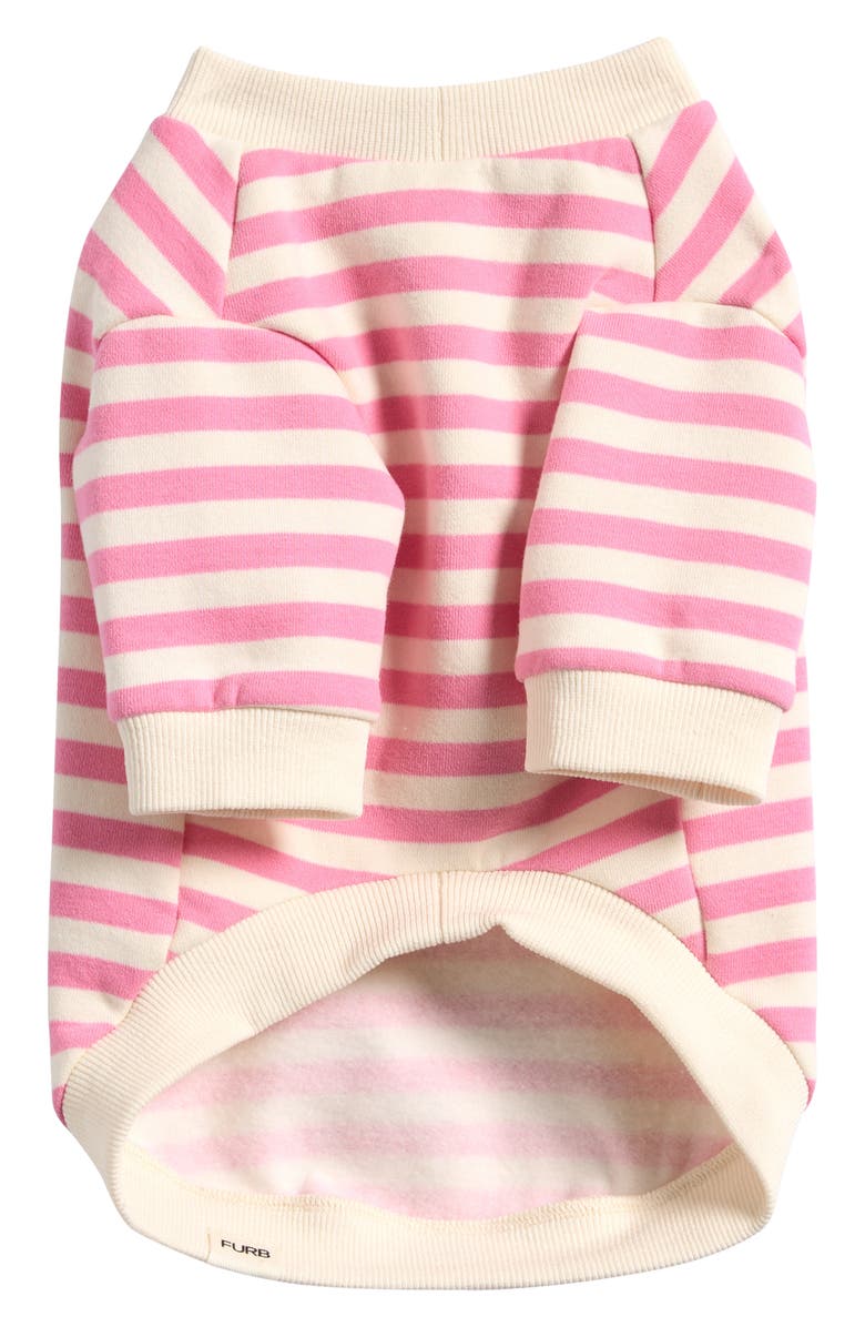 Furb The Camden Stripe Stretch Cotton Blend Pet Sweater, Main, color, Pink/White