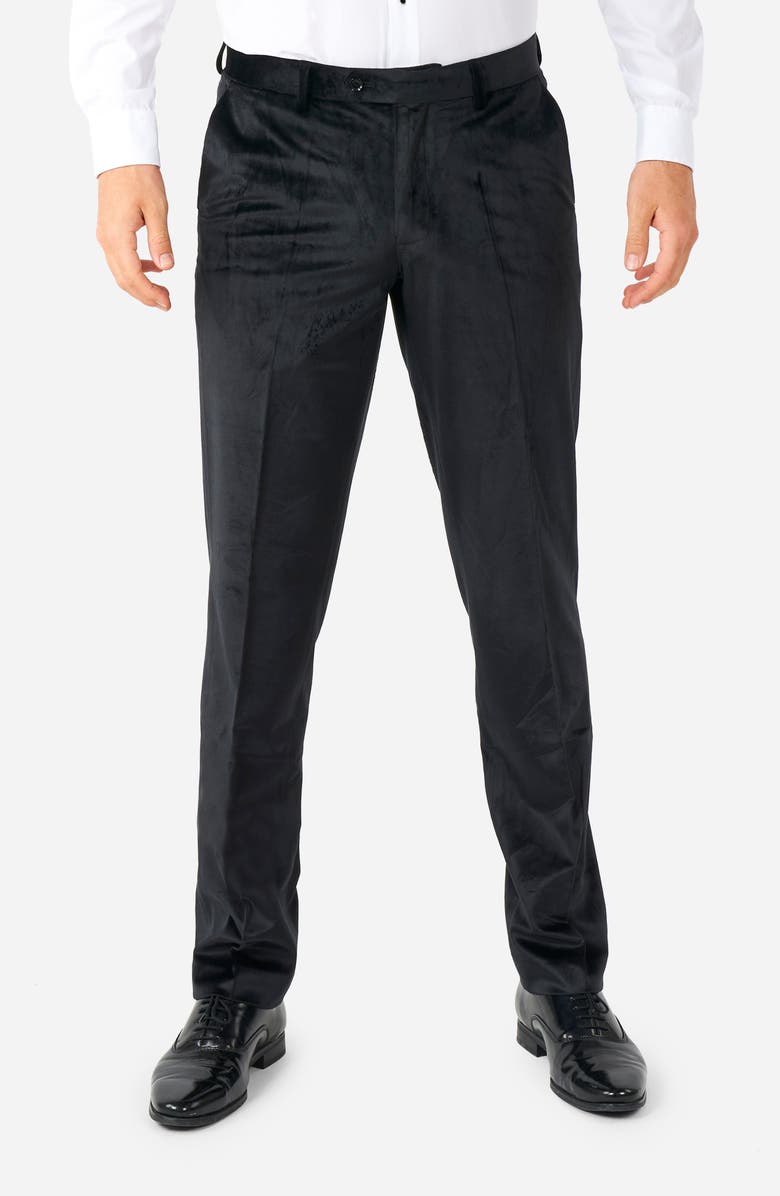 OppoSuits Midnight Black Velvet Tuxedo & Bow Tie Set, Alternate, color, Black