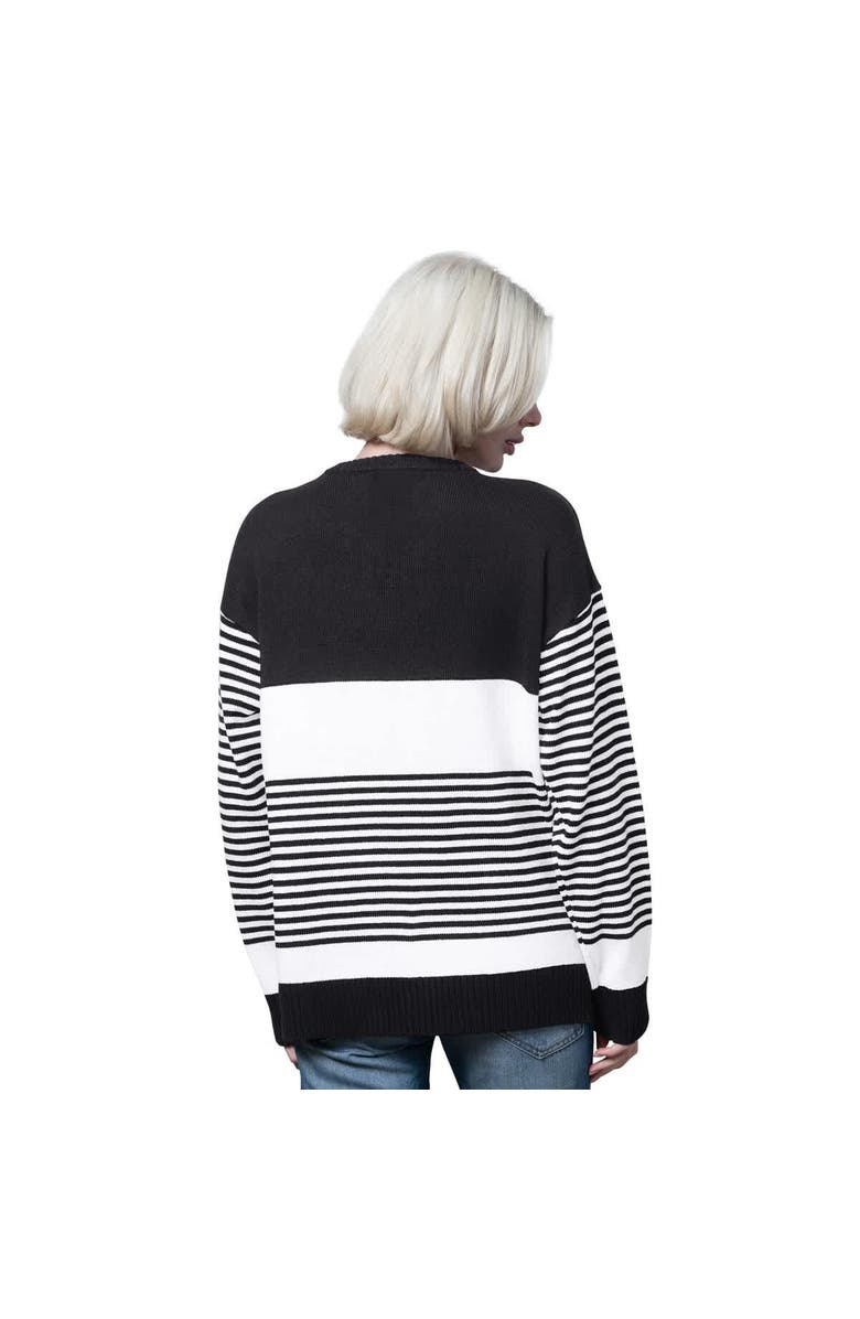 STARTER Women's Starter Black Seattle Seahawks No Huddle Striped V-Neck Sweater, Alternate, color, Black