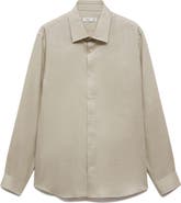 MANGO Regular Fit Linen Button-Up Shirt