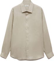 MANGO Regular Fit Linen Button-Up Shirt