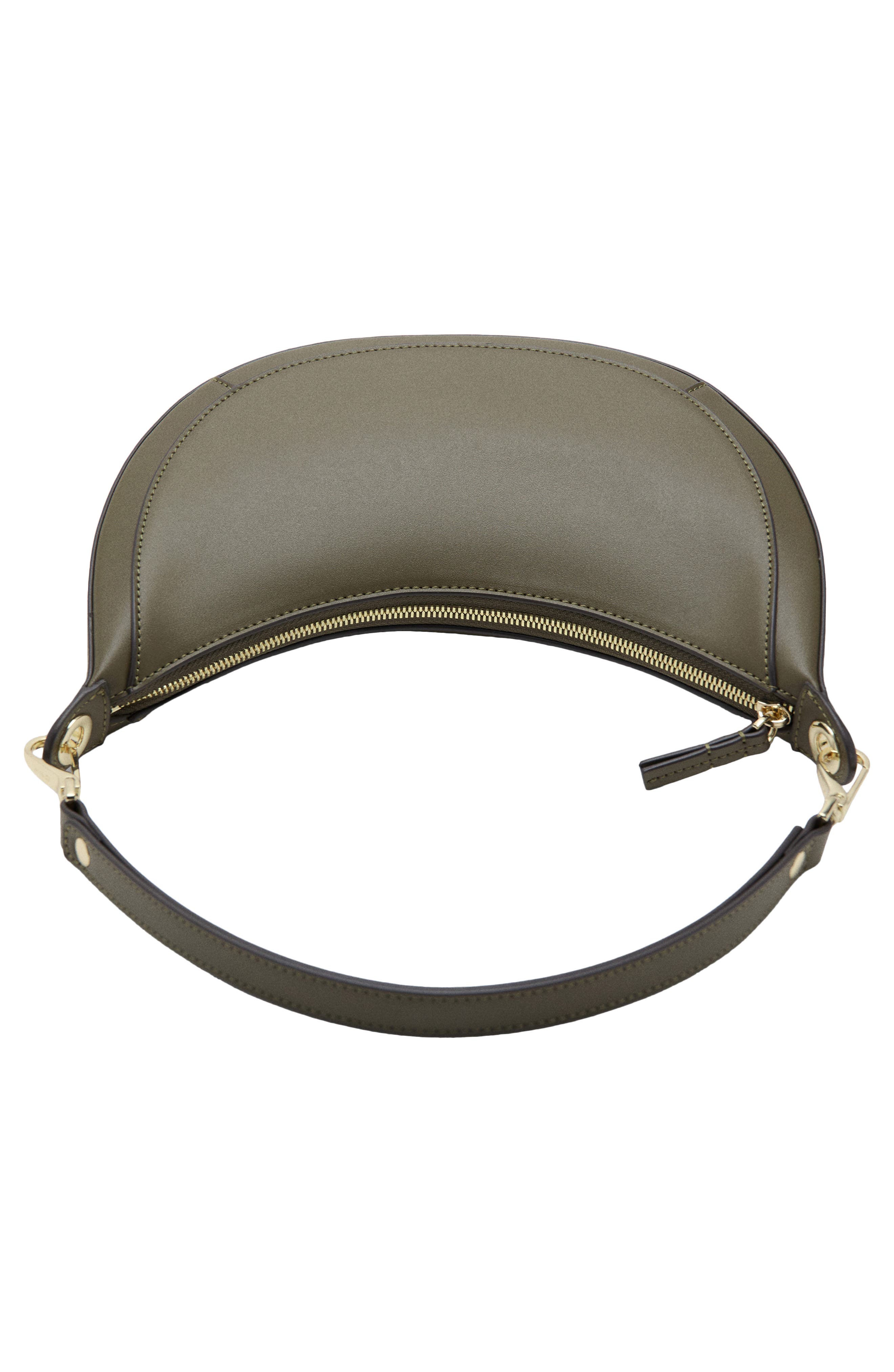 MANGO Oval Faux Leather Shoulder Bag, Alternate, color, Khaki Green