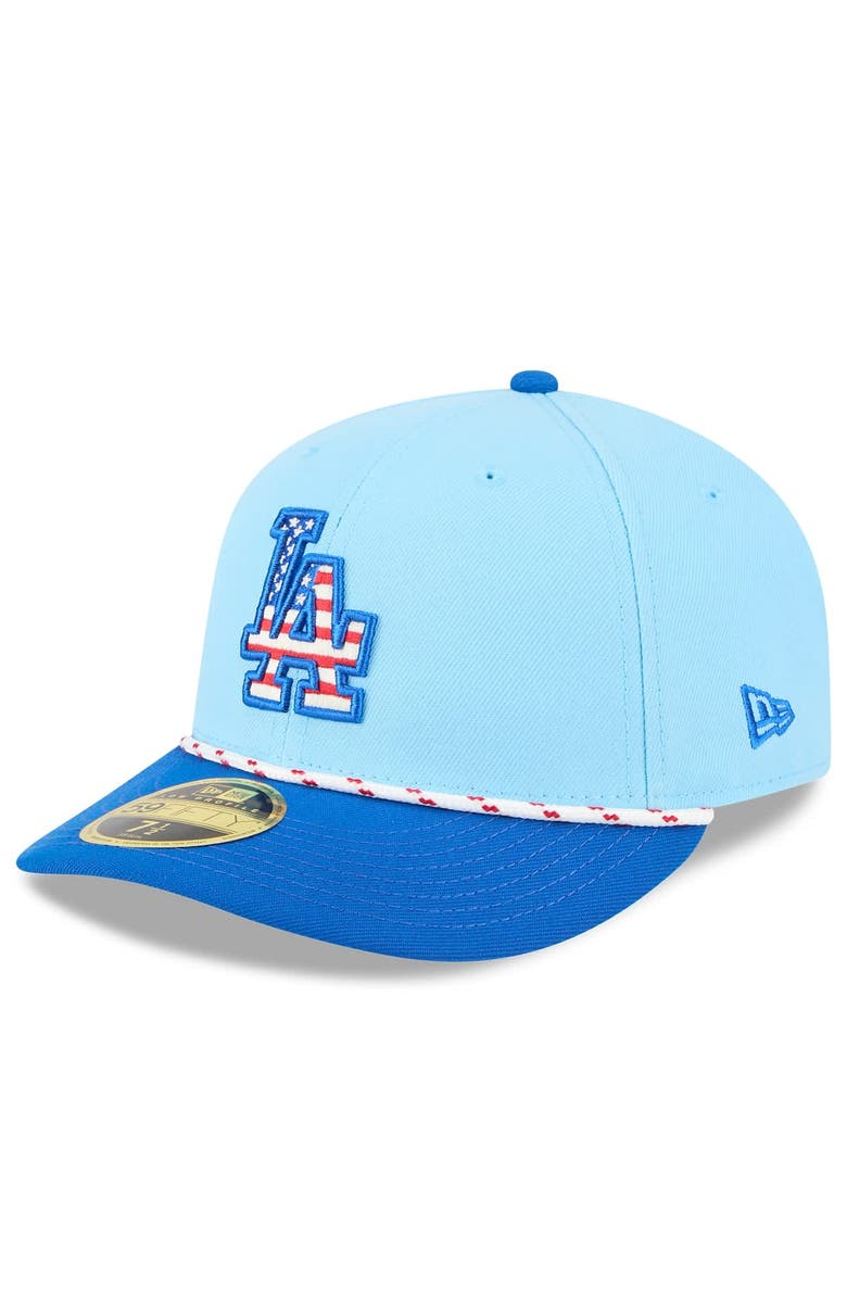 New Era Men's New Era Light Blue/Royal Los Angeles Dodgers 2025 Fourth of July Low Profile 59FIFTY Fitted Hat, Main, color, Light Blue