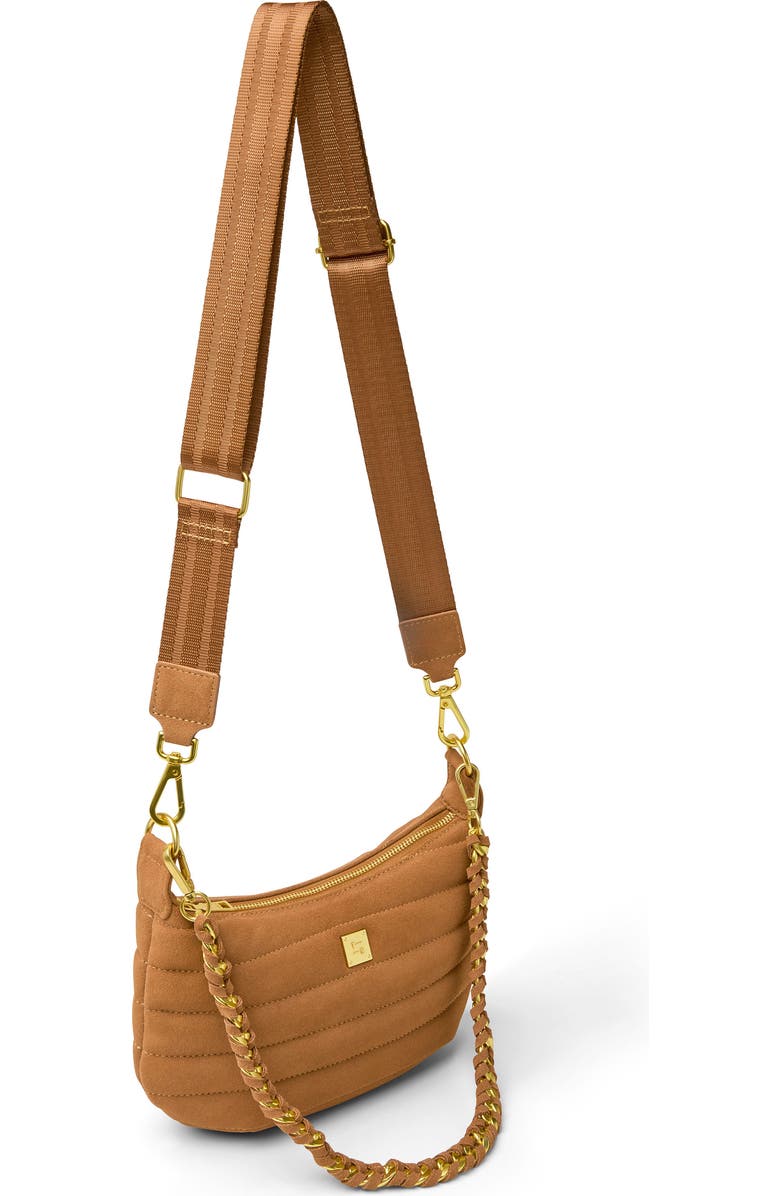THINK ROYLN Quilted Mini Moon Crossbody Bag, Alternate, color, Terracotta Suede