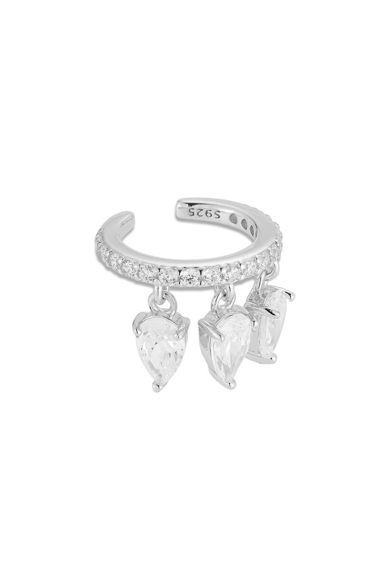 Cubic Zirconia Charm Ear Cuff, Main, color, SILVER