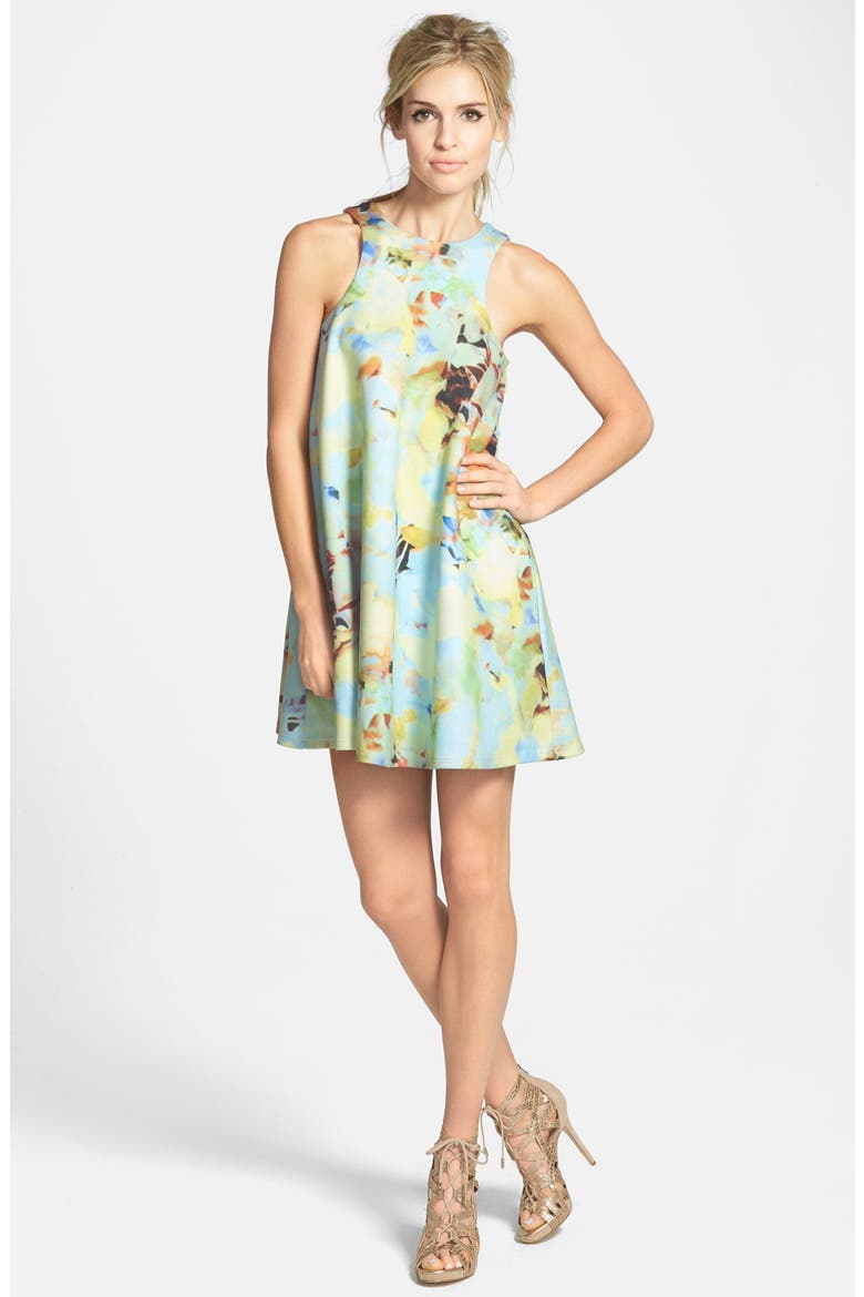 Abstract Floral Print Mini Dress, Main, color, PASTEL MULTI