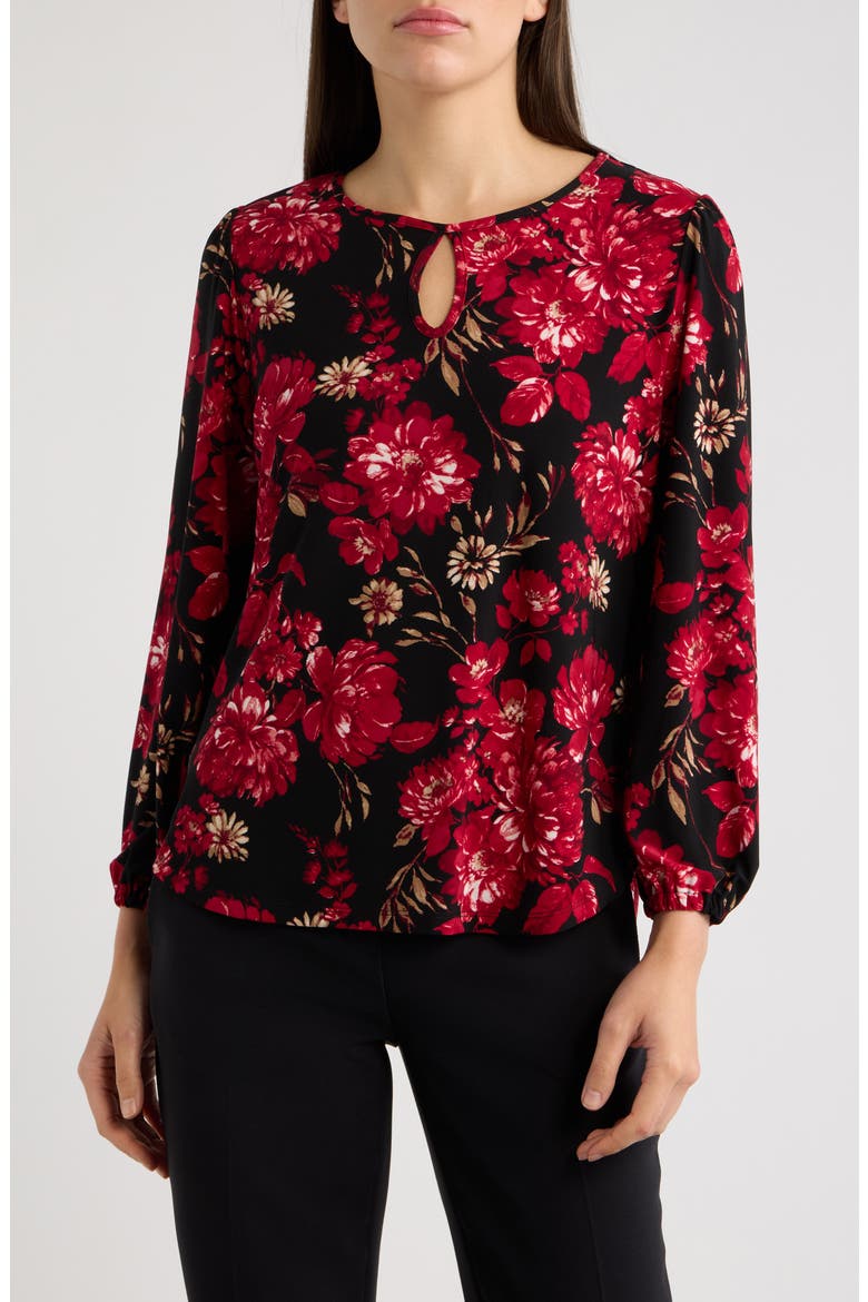Keyhole Long Sleeve Top, Main, color, ANNE BLACK MULTI
